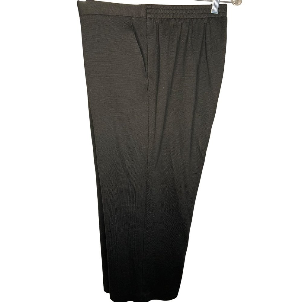 ALFRED DUNNER PETITE Women's Black Pants Size 16P Elastic Waist 2 Side Pockets S - Picture 9 of 12